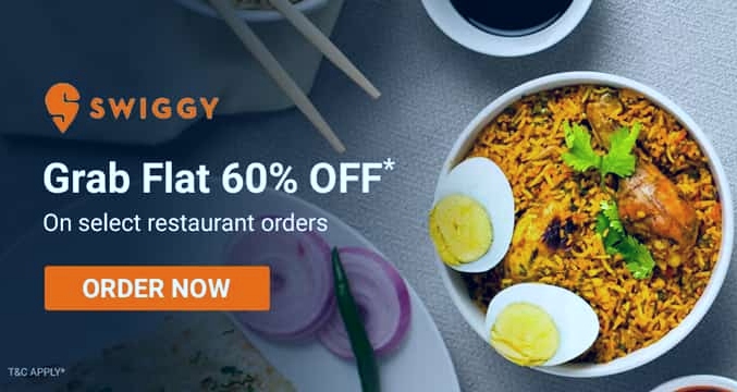 Swiggy Coupon Code Today 2025 FLAT 60% OFF